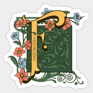 Art Nouveau Letter F, Ornamental Letter F, Art Deco Sticker